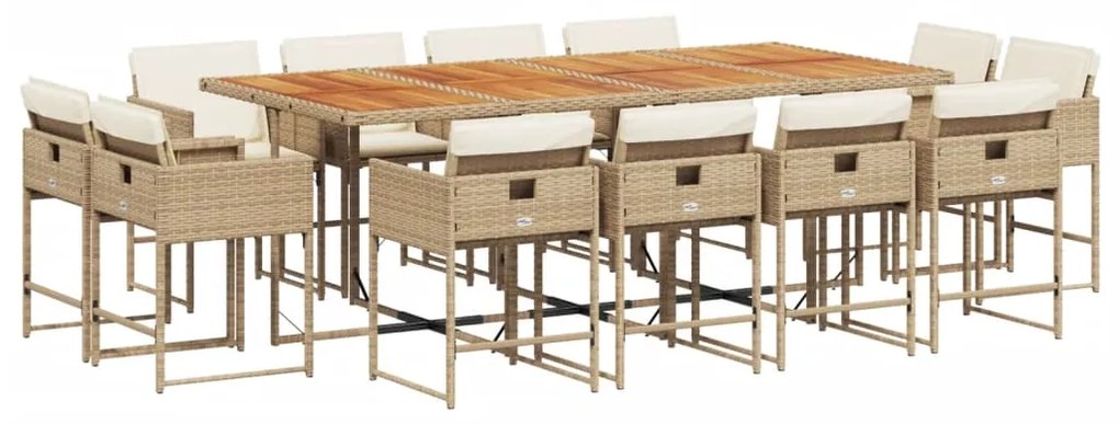 vidaXL Σετ Τραπεζαρίας Κήπου 13 τεμ. Μπεζ Συνθ. Ρατάν με Μαξιλάρια