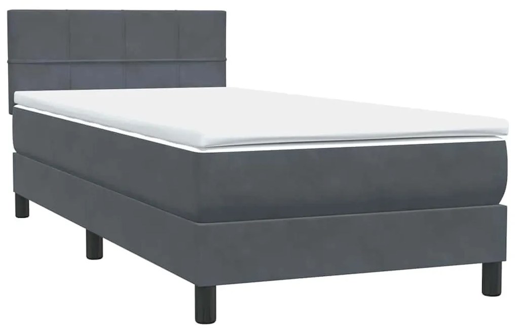 Box Spring Κρεβάτι με στρώμα Σκούρο γκρι 80x210 εκ. Βελούδινο - Γκρι