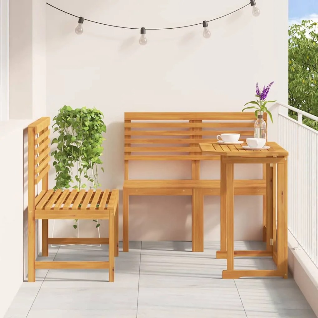 vidaXL Σετ Μπιστρό Κήπου 3 pcs Καφέ Μασίφ ξύλο ακακίας