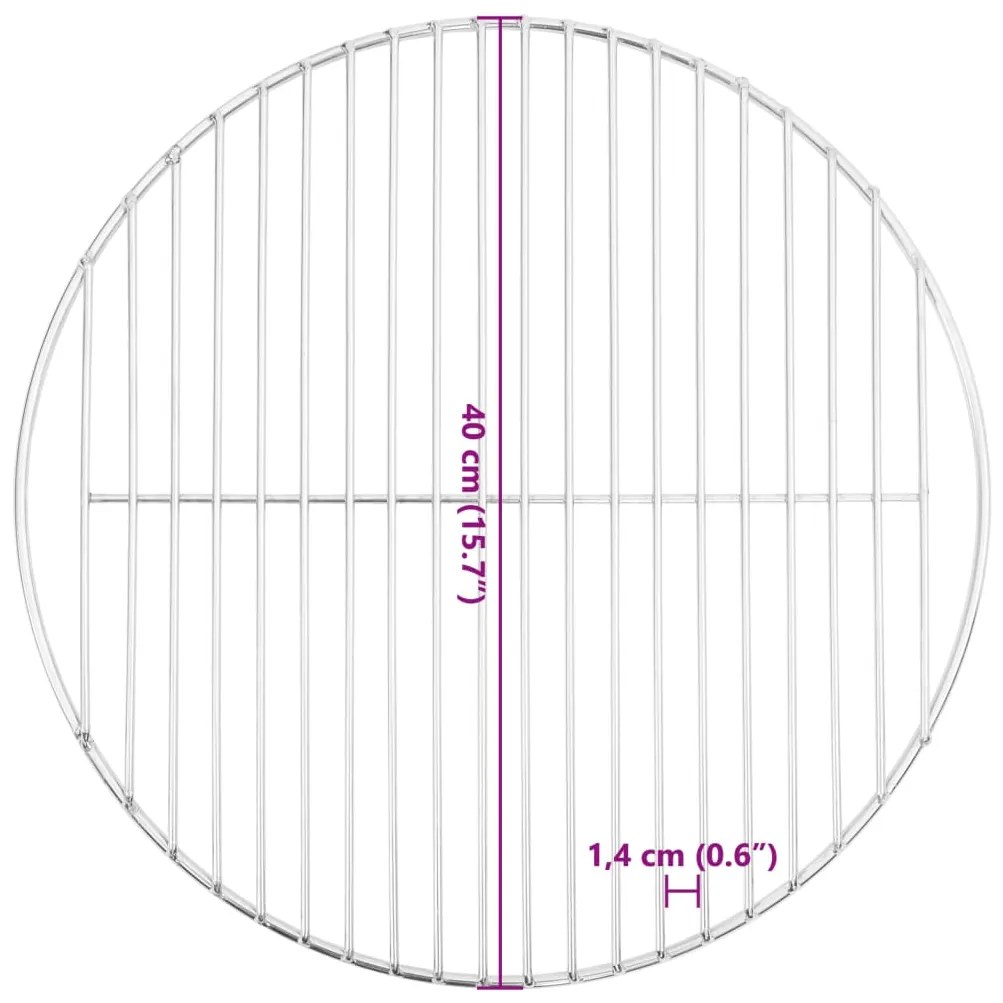 vidaXL Σχάρα Ψησίματος Στρογγυλή Ø40 εκ. Ανοξείδωτο Ατσάλι 304