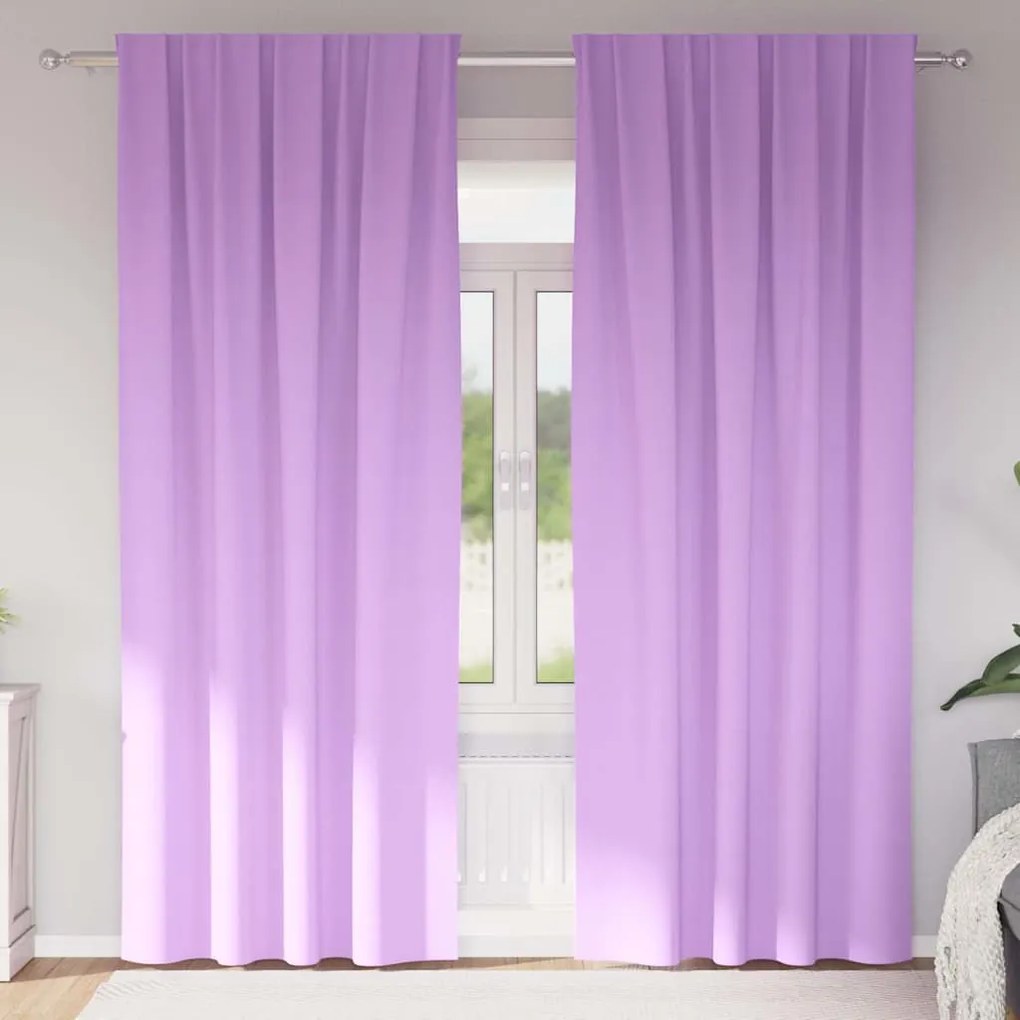 vidaXL Κουρτίνες με κουρτίνες 2 pcs Μοβ 225 x 140 εκ. Πολυεστέρας