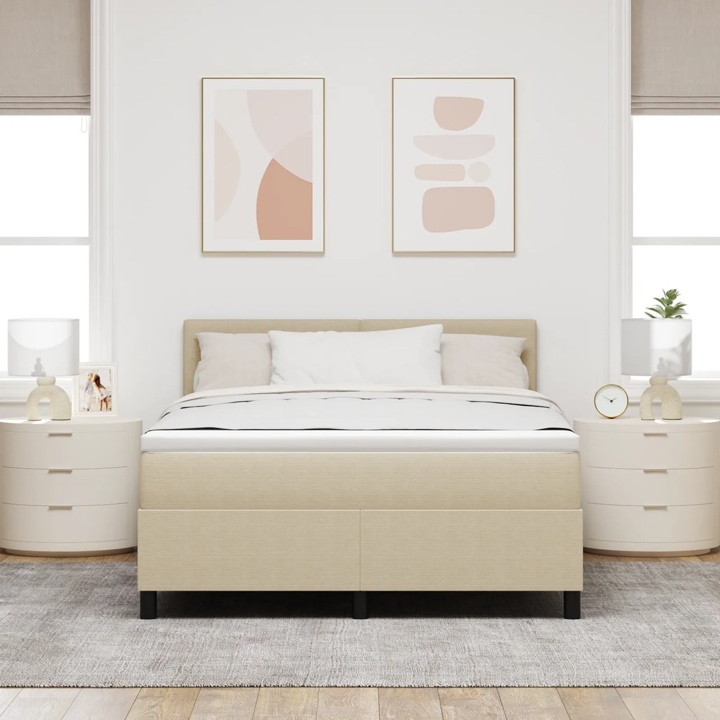 vidaXL Κρεβάτι με Στρώμα Ανοιχτό Πράσινο Γκρι 140x200 εκ. Ύφασμα Κορντούρας