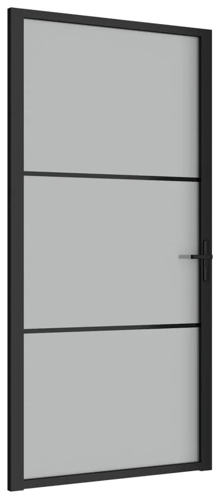 vidaXL Εσωτερική Πόρτα 102,5x201,5 εκ. Μαύρο Ματ Γυαλί και Αλουμίνιο