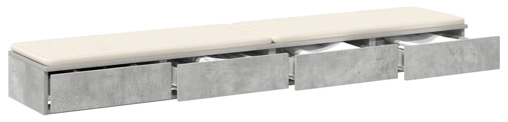 vidaXL Συρτάρια Κρεβατιού Γκρι Σκυρόδεμα 200x36,5x16,5 εκ. MDF