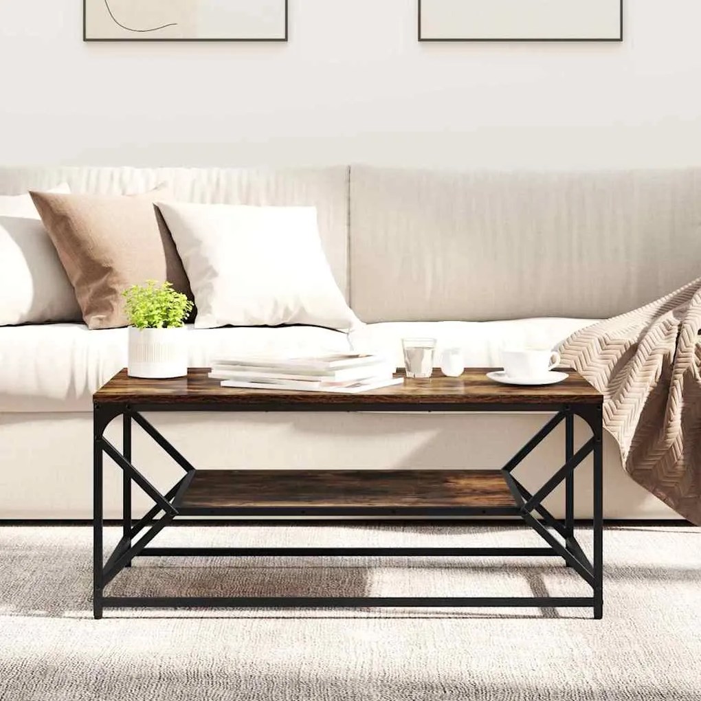 vidaXL Τραπεζάκι σαλονιού Καπνιστό Δρύς 90 x 50 x 40 cm