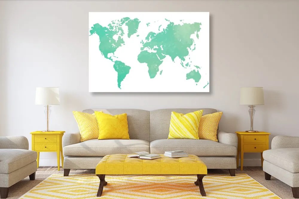 Εικόνα στον παγκόσμιο χάρτη φελλού σε πράσινη απόχρωση - 120x80  transparent