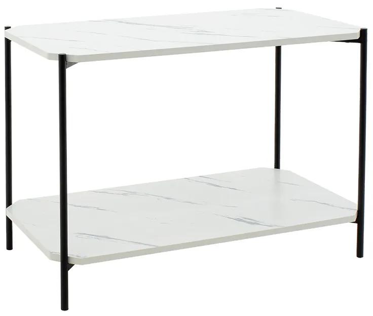 Τραπέζι σαλονιού Mara MDF λευκό μαρμάρου-μαύρο 80x40x55cm - MDF - 072-000065
