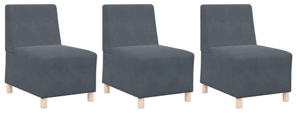vidaXL Καναπέδες 3 pcs Σκούρο γκρι 55 x 74 x 82 εκ. Βελούδο