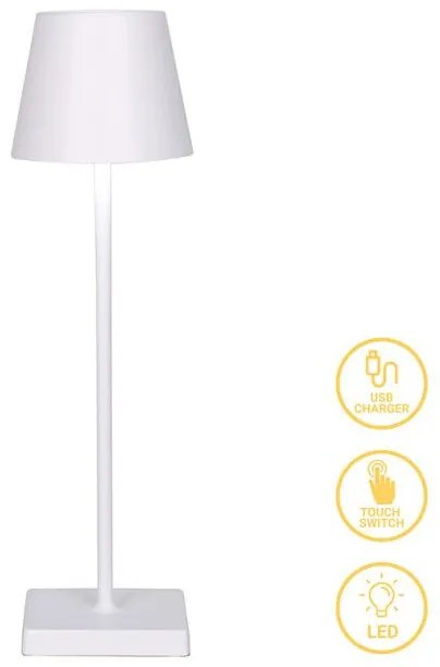 Επιτραπέζιο φωτιστικό Brave LED λευκό Φ10x35εκ 009-000110 Pakoworld 009-000110 Λευκό