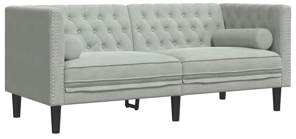 vidaXL Καναπές Chesterfield Ανοιχτό γκρι 174 x 74.5 x 70.5 εκ. Βελούδο