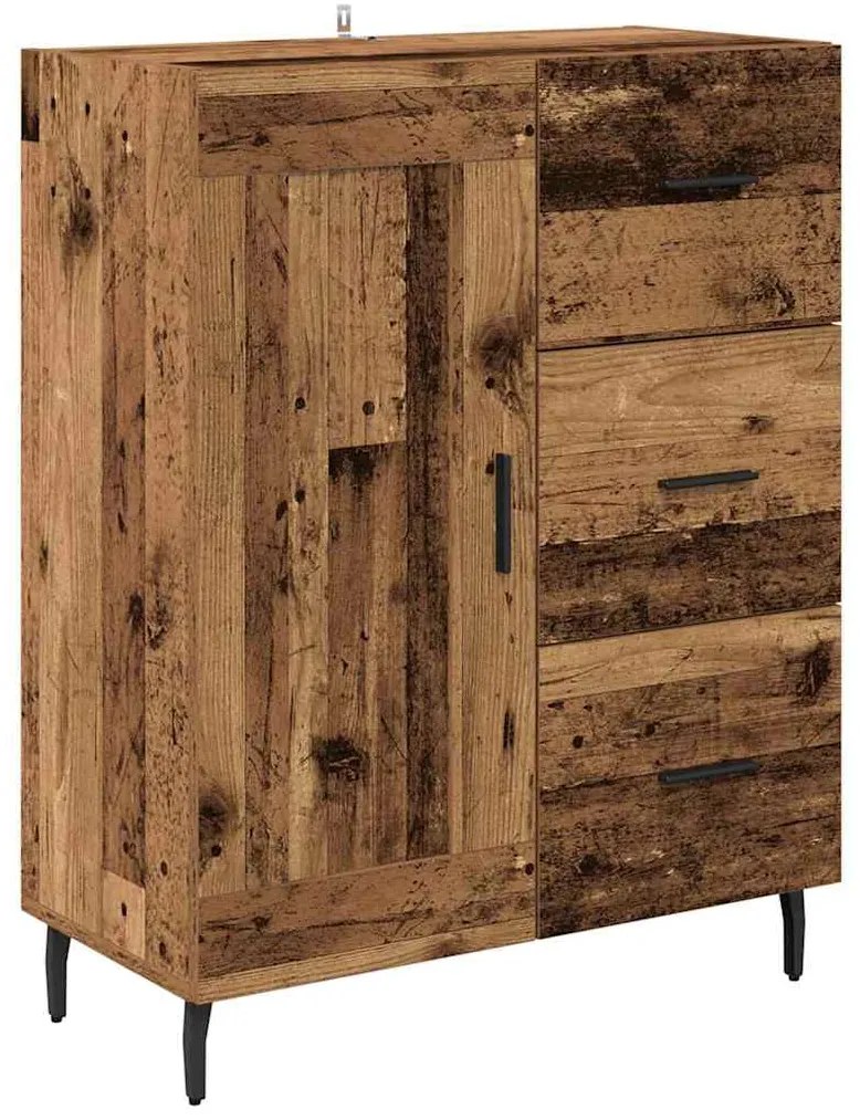 vidaXL Highboard με συρτάρι 2 pcs Παλιό Ξύλο Σύνθετο Ξύλο και Γυαλί