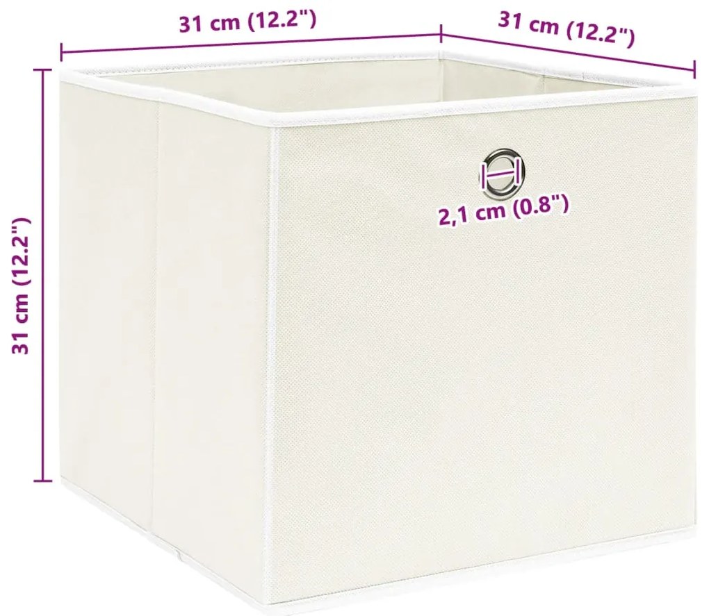 vidaXL Κουτιά Αποθήκευσης 4 τεμ. Λευκά 32 x 32 x 32 εκ. Υφασμάτινα