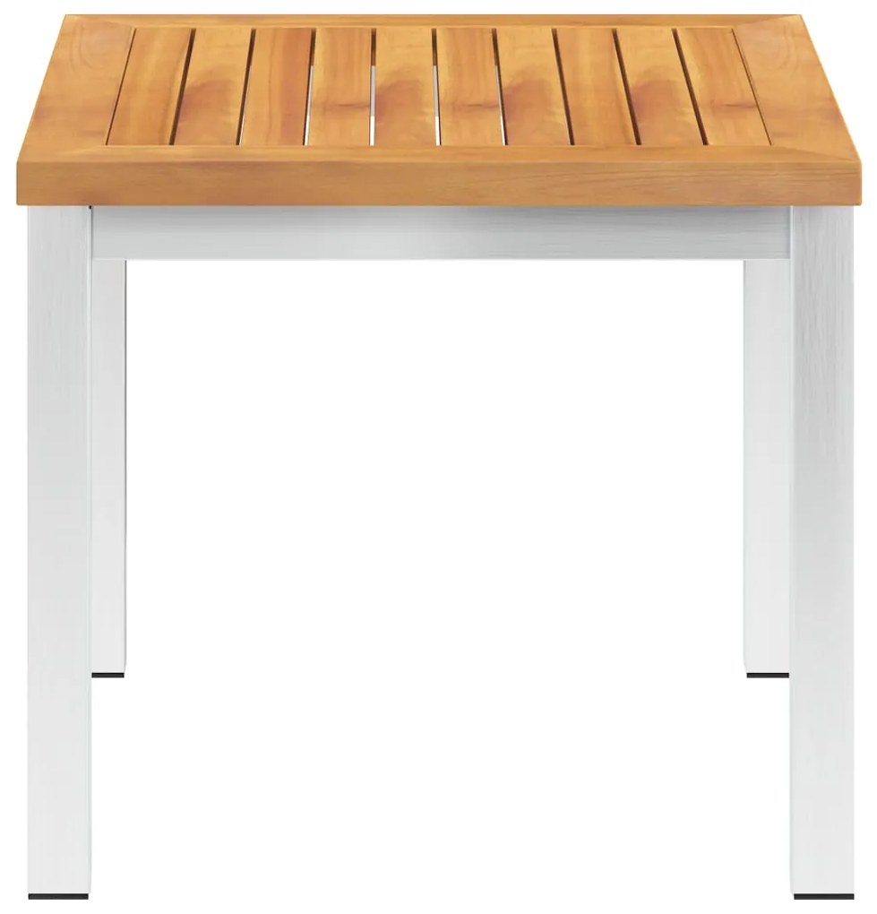 vidaXL Τραπεζάκι Κήπου 45x45x38 εκ. Μασίφ Ξύλο Ακακίας / Ανοξ. Ατσάλι
