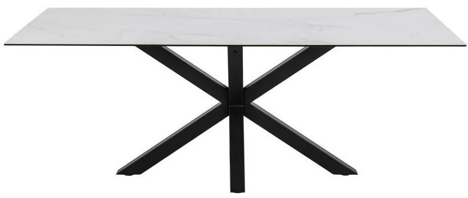 Τραπέζι Oakland 505, Μαύρο, Άσπρο, 76x100x200cm, 78 kg, Επεξεργασμένο γυαλί, Κεραμικός, Μέταλλο | Epipla1.gr