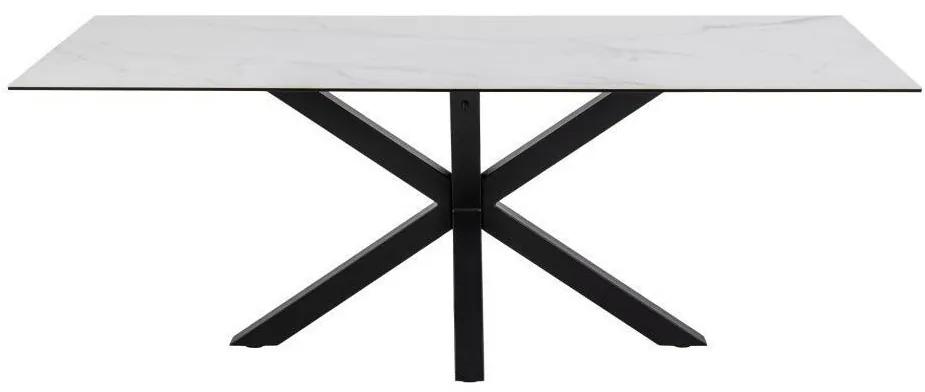 Τραπέζι Oakland 505, Μαύρο, Άσπρο, 76x100x200cm, 78 kg, Κεραμικός, Επεξεργασμένο γυαλί, Μέταλλο | Epipla1.gr