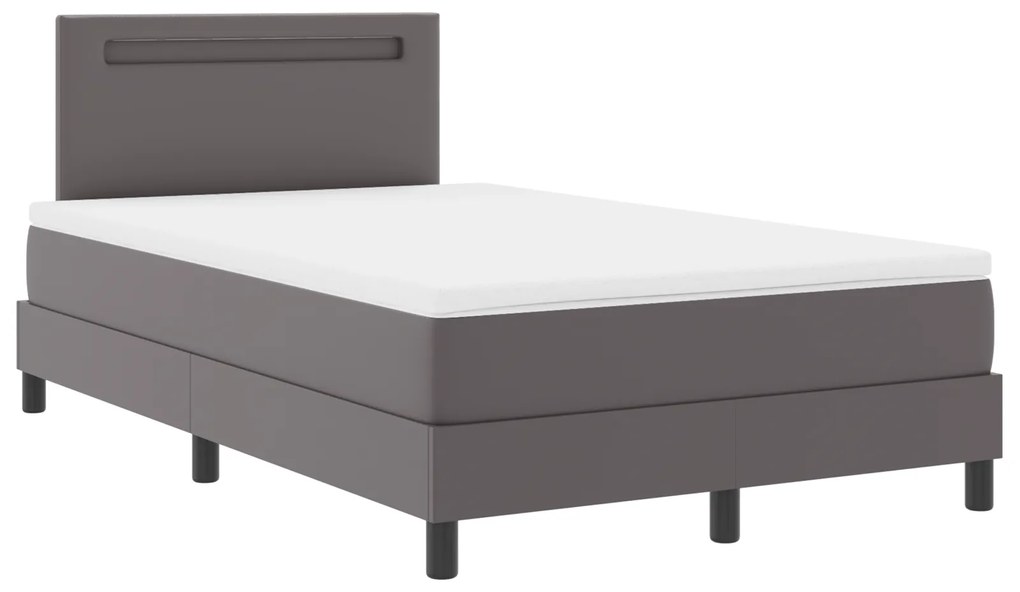 vidaXL κρεβάτι box spring με στρώμα γκρι, 120 x 200 εκ. από τεχνητό δέρμα