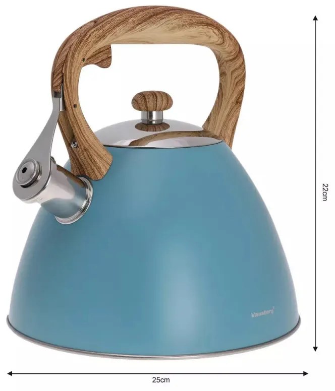 Τσαγιέρα Klausberg KB 7263, 22 cm, 3 l, Σφυρίχτρα ατμού, Επαγωγή, Μπλε