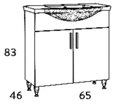 Πάγκος μπάνιου με Νιπτήρα SIENA 65 Sonoma 65x46x85 εκ.