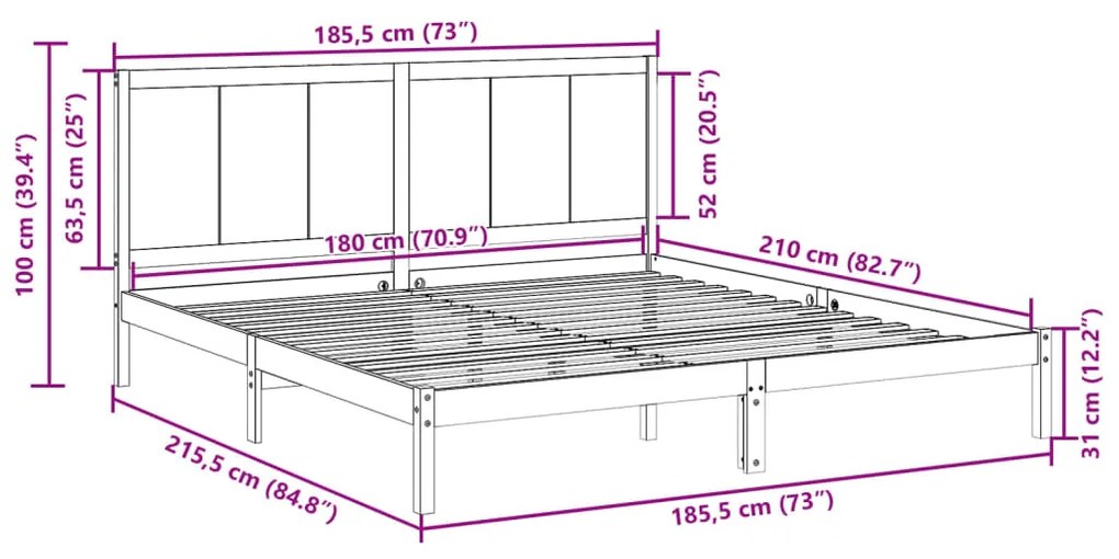 ΠΛΑΙΣΙΟ ΚΡΕΒΑΤΙΟΥ ΜΑΚΡΥ ΧΩΡΙΣ ΣΤΡΩΜΑ 180X210 ΕΚ ΜΑΣΙΦ ΞΥΛΟ 3309247