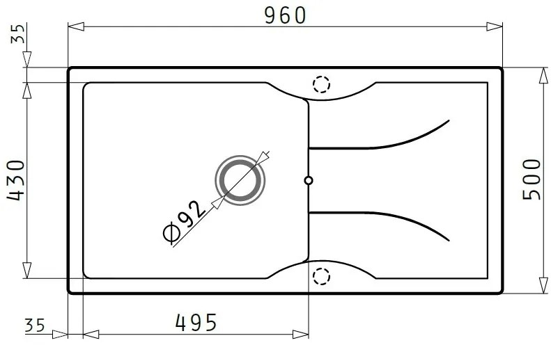 Νεροχύτης Pyramis Pyratek Aeolia 1B 1D-Cristalo Bianco-77 x 50 εκ.