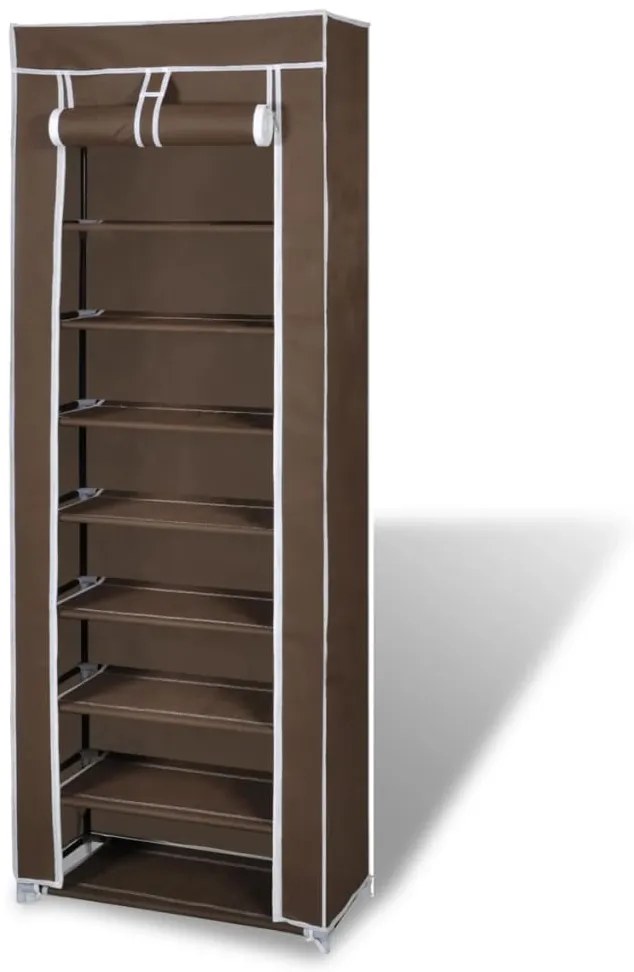 Υφασμάτινη παπουτσοθήκη με κάλυμμα 57 x 29 x 162 cm Καφέ