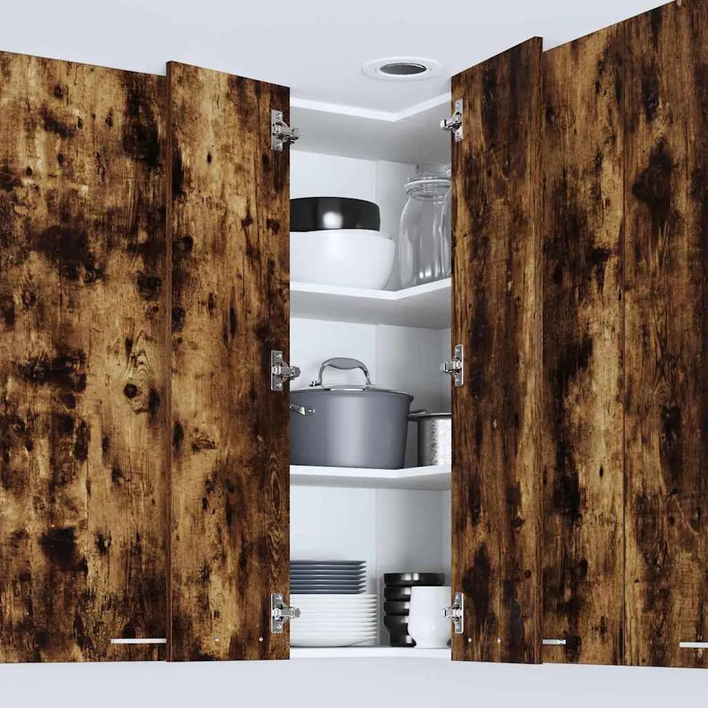 vidaXL Κρεμαστό ντουλάπι με αποθήκευση Riga Καπνιστός Δρυς και Λευκό