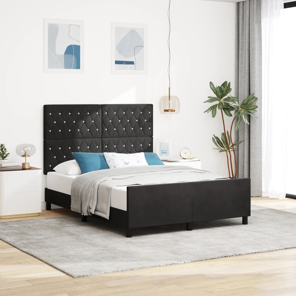 vidaXL Bed Frame Μαύρο 140x190 εκ. Βελούδο