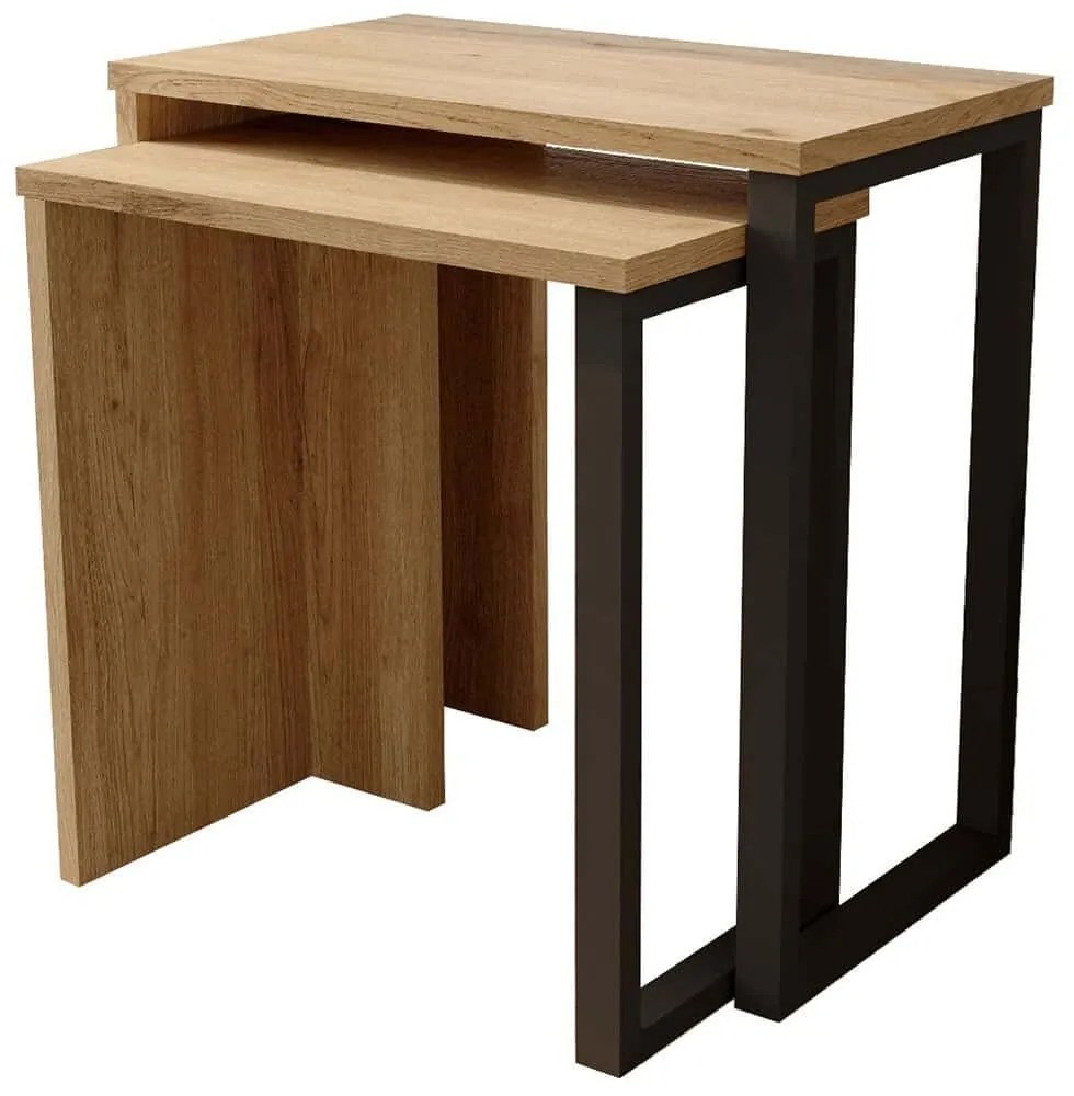 Ζιγκόν (Σετ 2Τμχ) On 956LCS3452 51x29,5x52,8/44,5x24,5x47,8cm Walnut-Oak