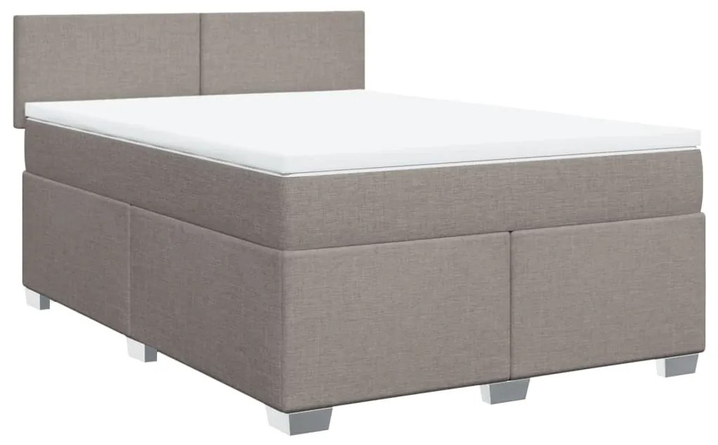 Κρεβάτι Boxspring με Στρώμα Taupe 160x200 εκ. Υφασμάτινο - Μπεζ-Γκρι