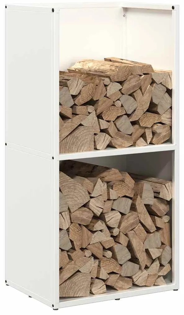 vidaXL Ράφι Καυσόξυλων Λευκό 40x30x80 εκ. Χάλυβας ψυχρής έλασης