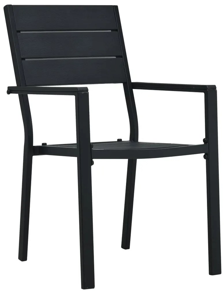Καρέκλες Κήπου 2 τεμ. Μαύρες με Όψη Ξύλου από HDPE - Μαύρο
