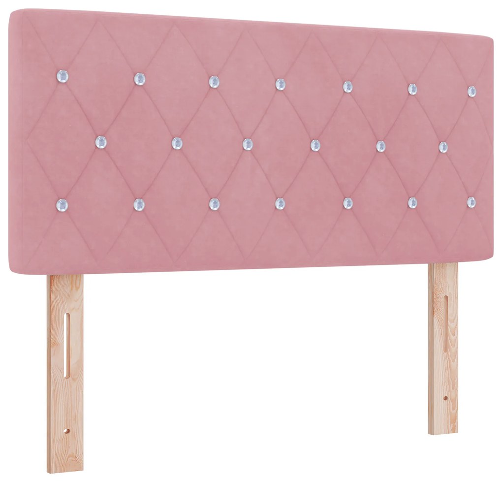 vidaXL κρεβάτι box spring με στρώμα Ροζ 90x200 εκ. Βελούδο