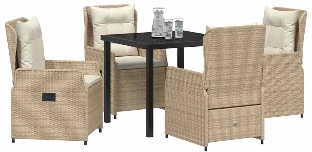 vidaXL Σέτ φαγητού για κήπο 5 pcs Μπεζ συνθετικό ρατάν