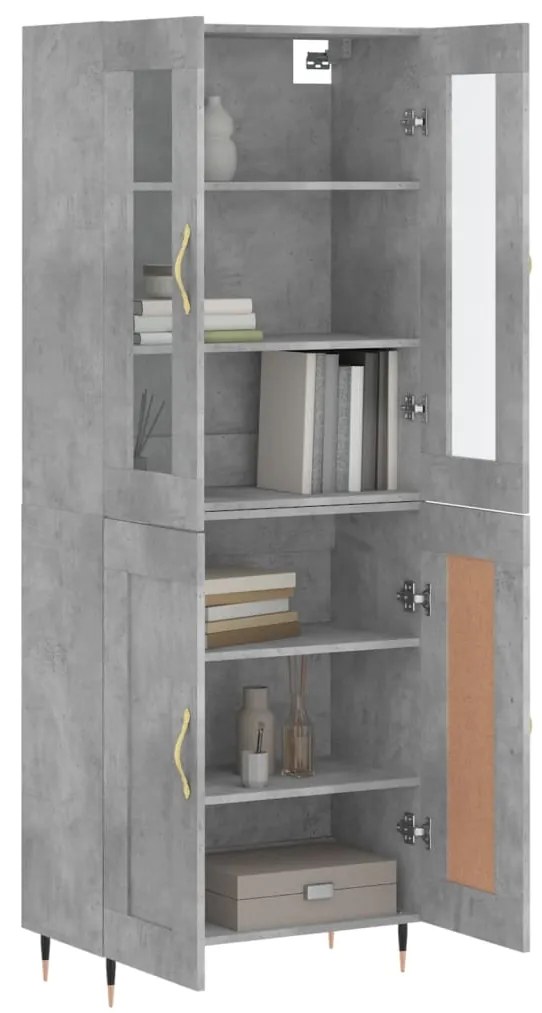 vidaXL Ντουλάπι Γκρι Σκυροδέματος 69,5x34x180 εκ. Επεξεργασμένο Ξύλο