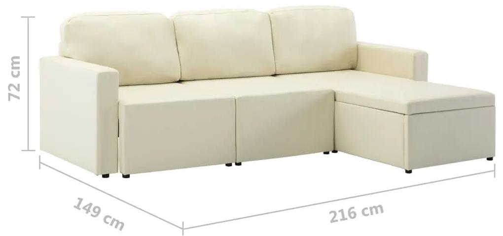 Καναπές - Κρεβάτι Τριθέσιος Αρθρωτός Κρεμ από Συνθετικό Δέρμα - Κρεμ