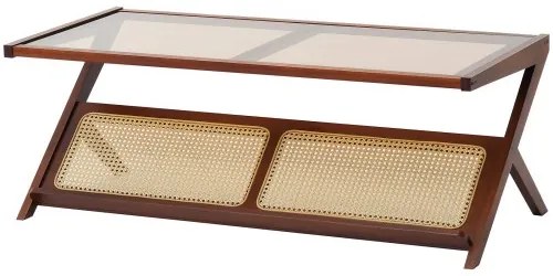 VEVOR Rattan Coffee Table Z-Shaped Rattan Coffee Table 1-Tier for Living Room