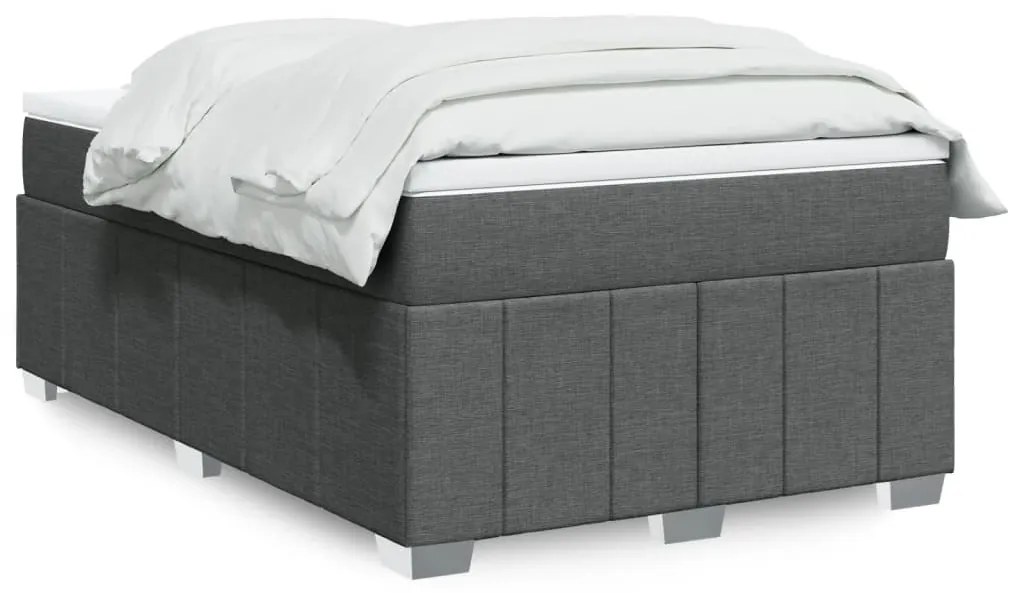 vidaXL Κρεβάτι Boxspring με Στρώμα Σκούρο Γκρι 120x200 εκ. Υφασμάτινο