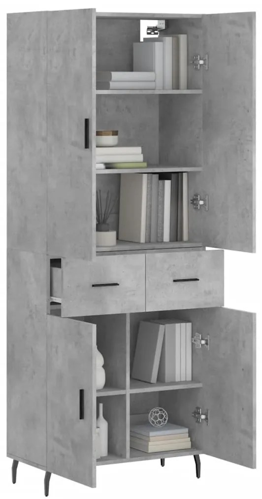 vidaXL Ντουλάπι Γκρι Σκυροδέματος 69,5x34x180 εκ. Επεξεργασμένο Ξύλο