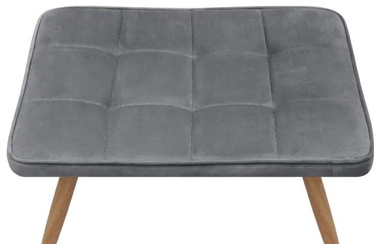 Πολυθρόνα - Μπερζέρα με υποπόδιο Lily Megapap γκρι βελούδο - μεταλλικό πόδι χρώμα φυσικό 70x62x98εκ.