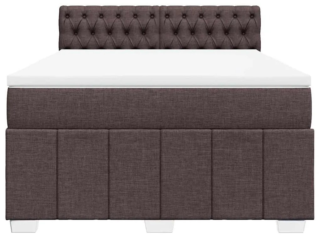 vidaXL Κρεβάτι Boxspring με Στρώμα Σκούρο Καφέ 140x190 εκ. Υφασμάτινο