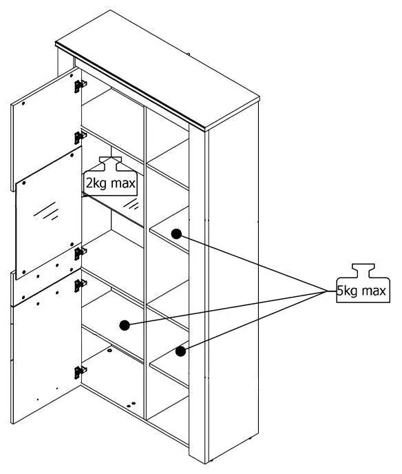 Βιτρίνα Kent POP V Γκρί Δρύς - Λευκός Δρύς 99x36x195 εκ. 99x36x195 εκ.