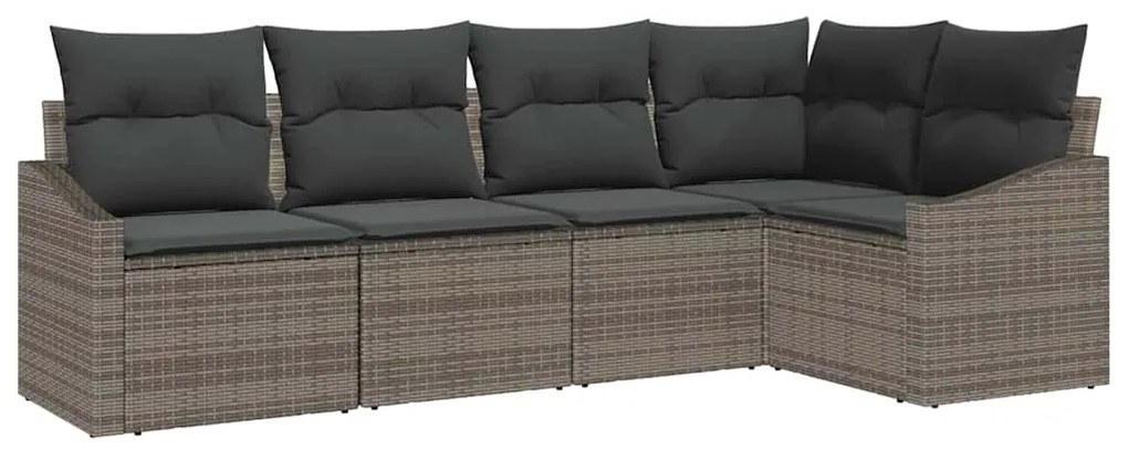 vidaXL Σετ Καναπέ Κήπου 5 pcs Γκρι Πολυ ράταν