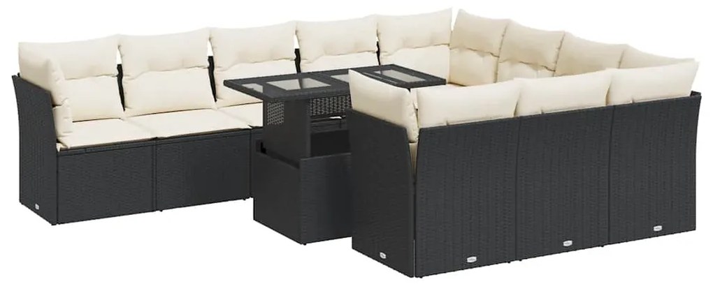 vidaXL Σαλόνι Κήπου Σετ 11 Τεμαχίων Μαύρο Συνθετικό Ρατάν με Μαξιλάρια