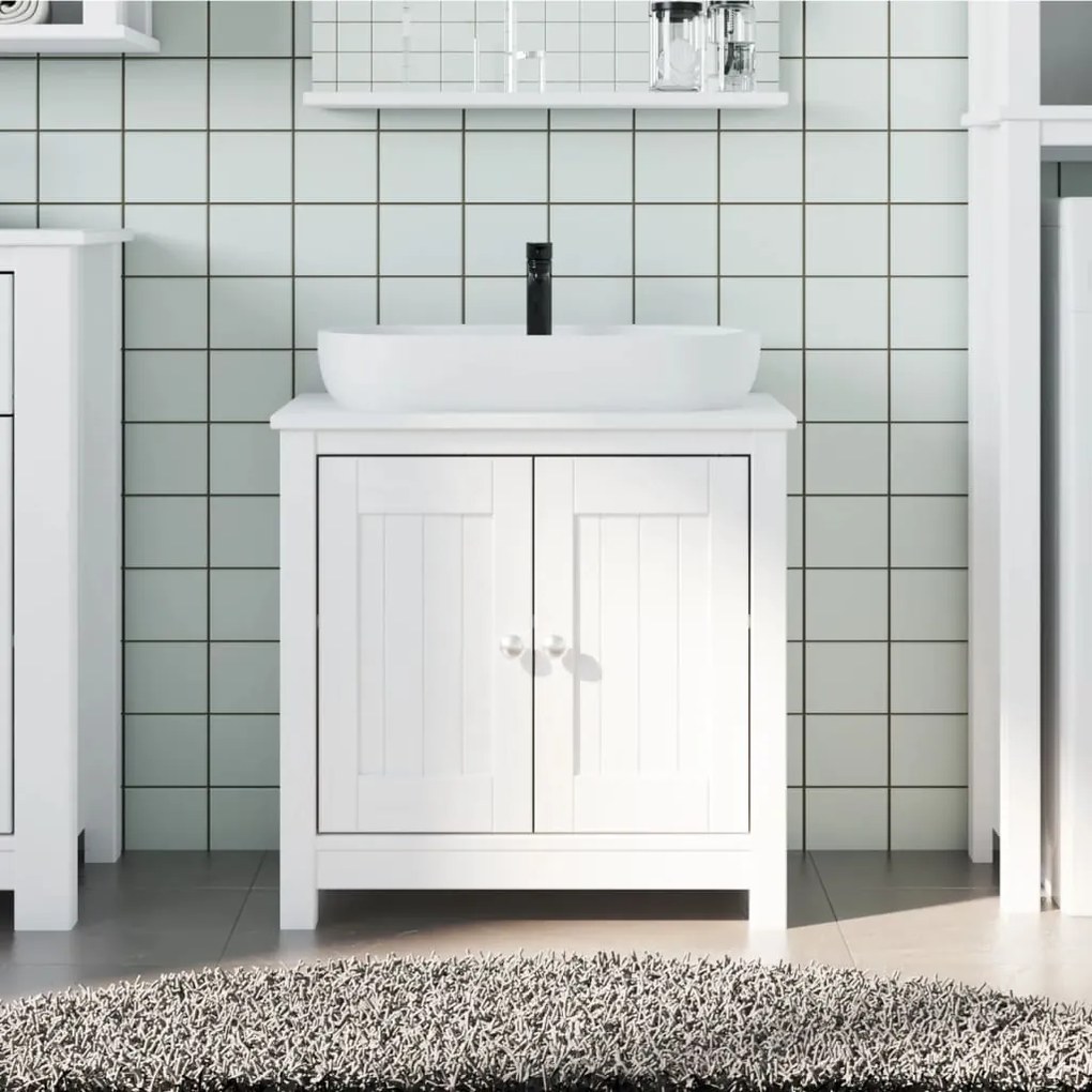 vidaXL Ντουλάπι Νιπτήρα BERG Λευκό 60 x 34 x 59 εκ. Μασίφ Ξύλο Πεύκου