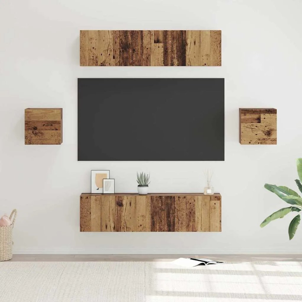 vidaXL Σετ επίπλου τηλεόρασης 6 pcs Παλαιό ξύλο Επεξεργασμένο ξύλο