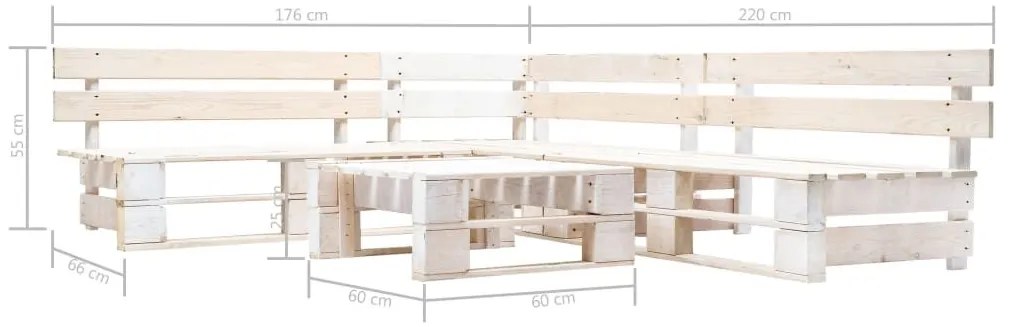 Σαλόνι Κήπου από Παλέτες 4 Τεμαχίων Λευκό Ξύλινο - Λευκό
