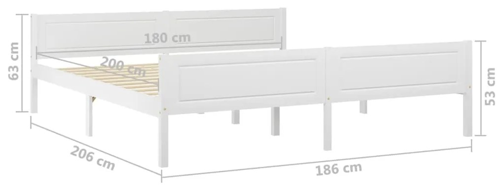 Πλαίσιο Κρεβατιού Λευκό 180 x 200 εκ. Μασίφ Ξύλο Πεύκου - Λευκό