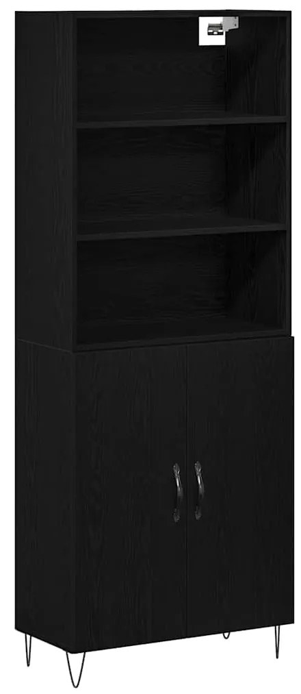 Highboard Μαύρη Οξυά 69,5 x 34 x 180 εκ. Επεξεργασμένο ξύλο