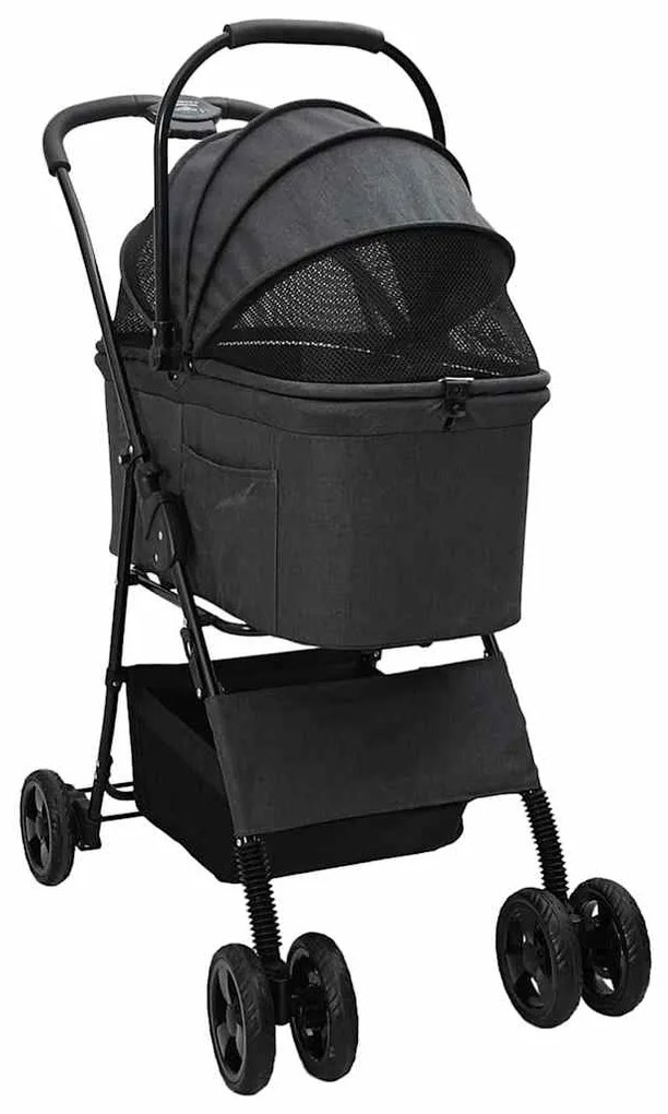 vidaXL Αναδιπλούμενο Καροτσάκι Κατοικίδιων Μαύρο 81 x 47 x 99 εκ.
