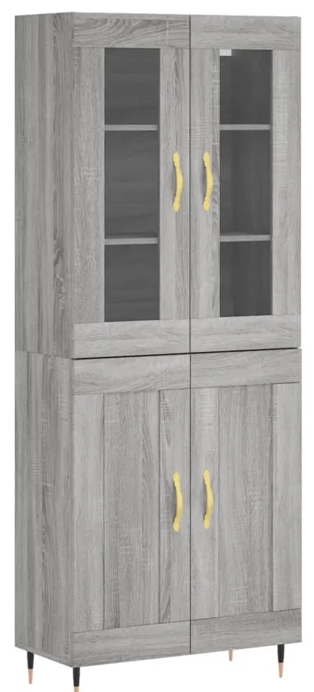 vidaXL Ντουλάπι Γκρι Sonoma 69,5 x 34 x 180 εκ. Επεξεργασμένο Ξύλο